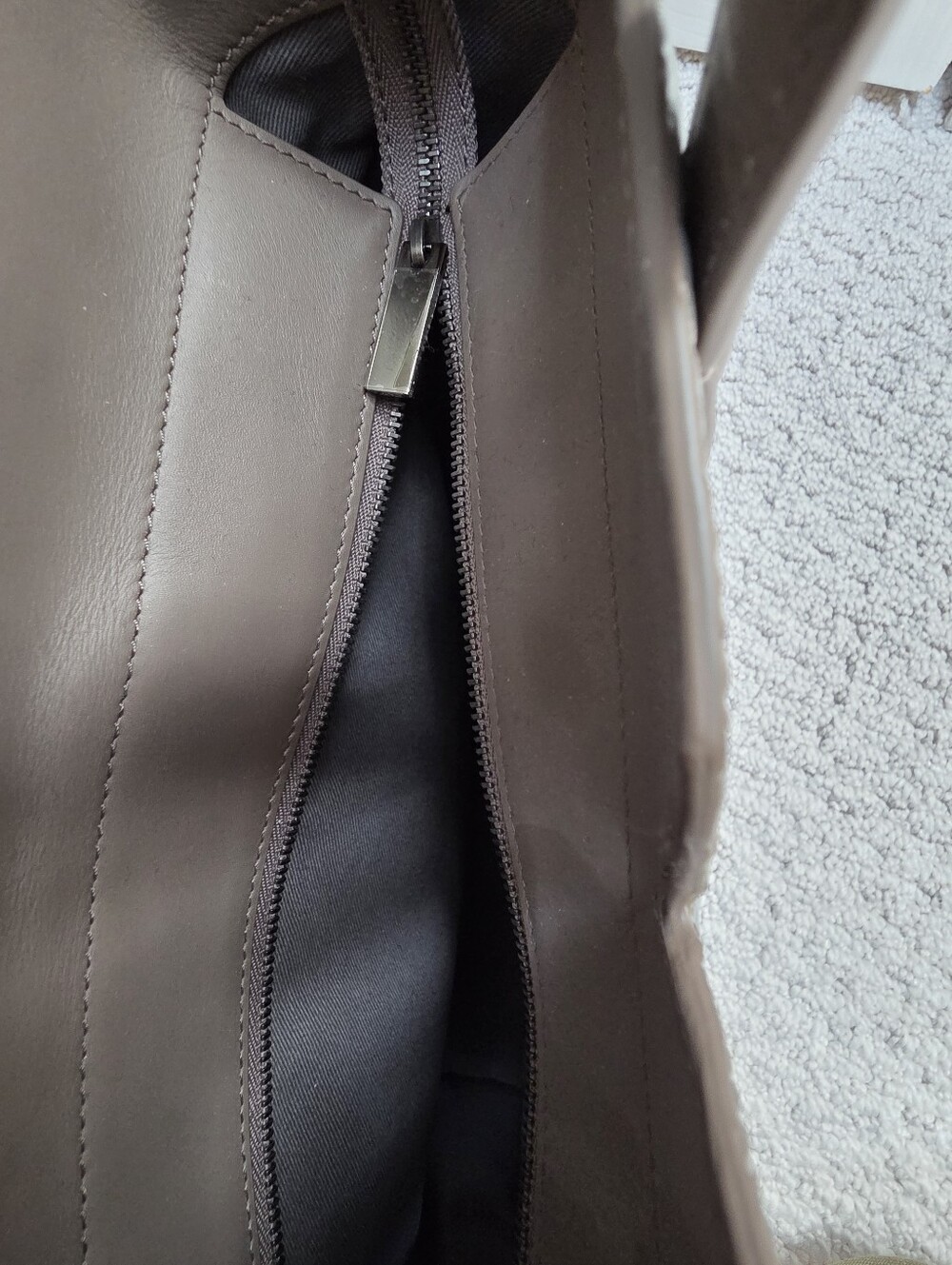 Vince Two-Tone Croc-Embossed Tote in Gray & Taupe - Picture 4 of 5